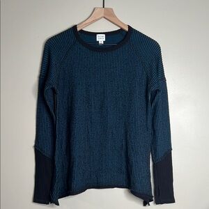 Peyton Jensen Blue and Black Striped Sweater XS